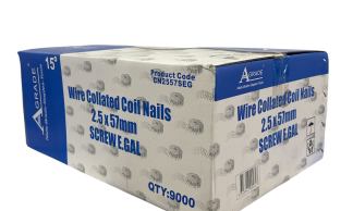 AGrade Coil Nails 15deg Wire 2.5 x 50mm Screw E Gal (9000)
