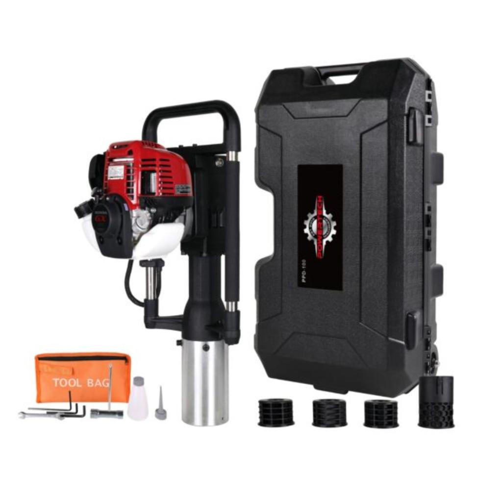 Powertech Honda Post Driver 120mm (45mm, 55mm, 60mm, 78mm 7 100mm Sleeves included) (Honda GX50 4 stroke engine)