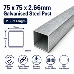 75x75x2.66 GAL steel post with cap